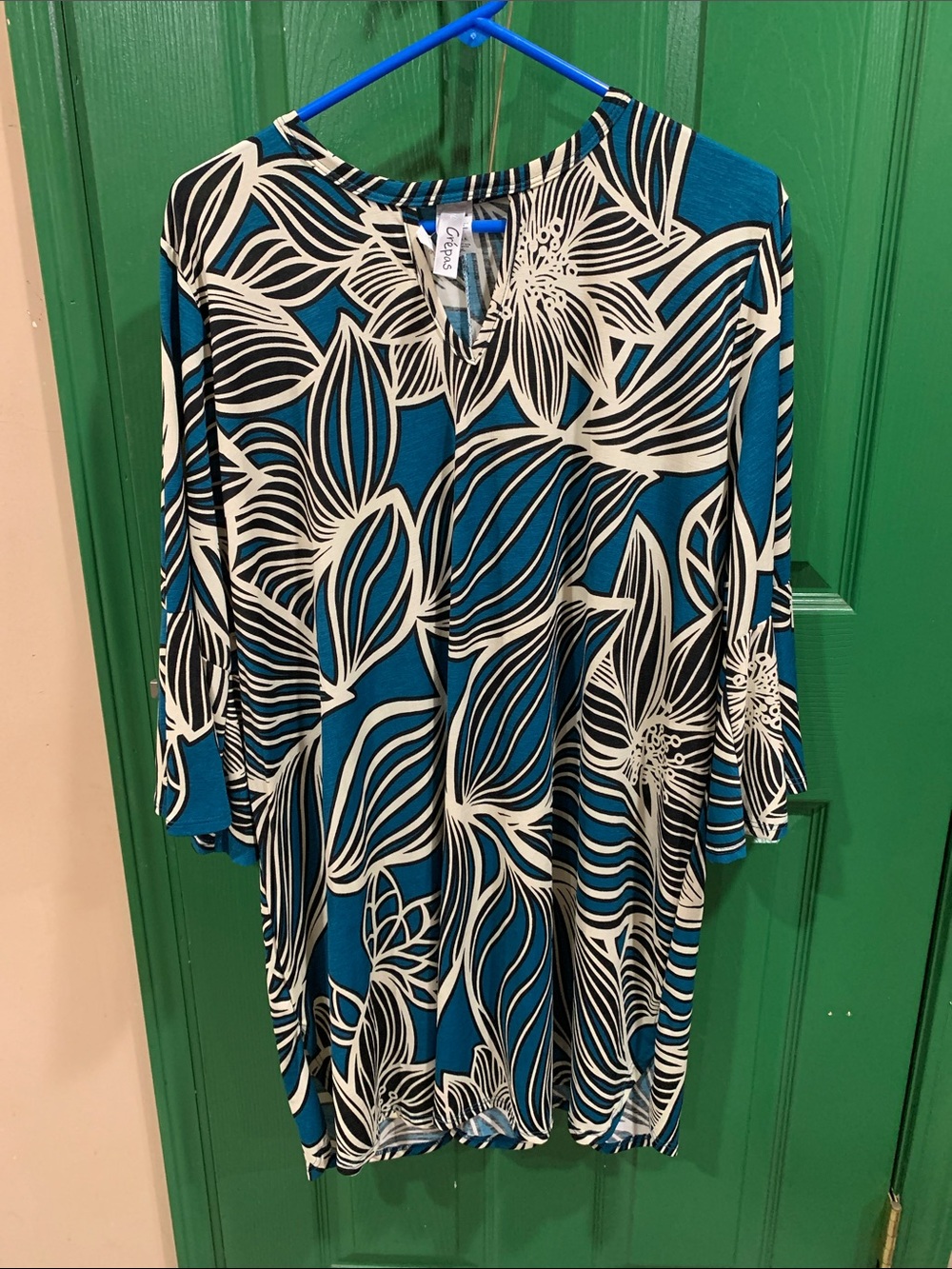 Cato Teal Floral Print Tunic Top